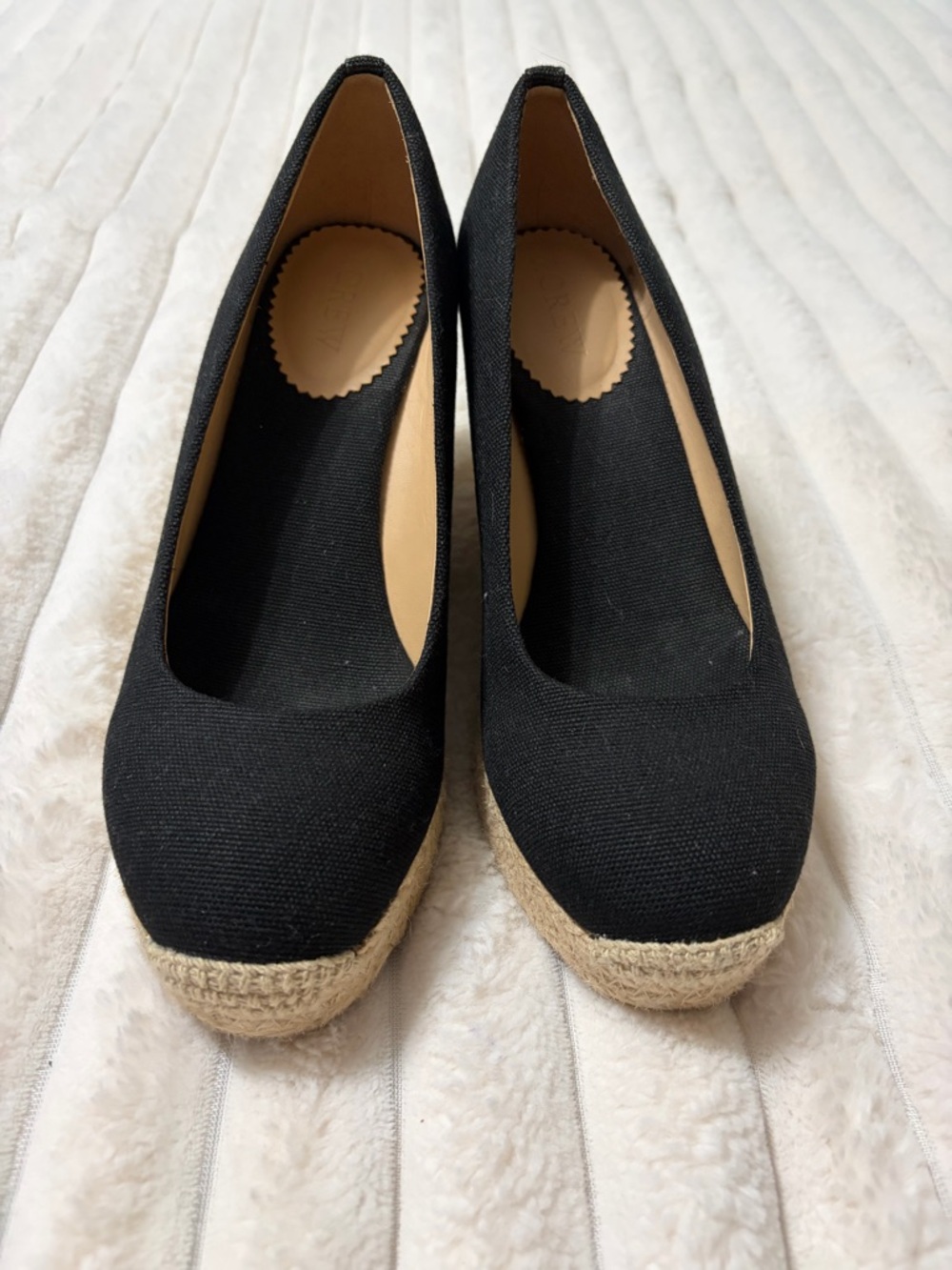 J. Crew Black Canvas Espadrille Wedge Pumps